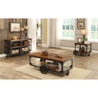 Coaster Furniture Shepherd Rustic Brown Coffee Table with Casters - Wood/MDF - Cherry Brown
