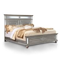 Furniture of America Eaen Modern Champagne Solid Wood Panel Bed - California King