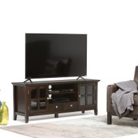 WYNDENHALL Normandy SOLID WOOD 60 inch Wide Transitional TV Media Stand For TVs up to 65 inches - 60'' x 16.5'' x 24 - Brunette Brown