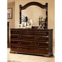Tay Traditional Cherry 2-piece 9-Drawer Dresser and Mirror Set by Furniture of America - Cherry