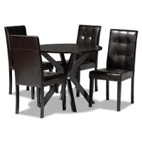 Marie Modern and Contemporary 5-Piece Dining Set - Brown