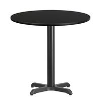 30'' Round Laminate Table Top with 22'' x 22'' Table Height Base - 30"W x 30"D x 31.125"H - Black