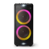 Philips - Portable Bluetooth Party Speaker With Dual Woofers Party Lights and Built-in Carry Handle - Black