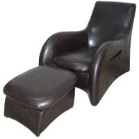 Synthetic Leather Modern Chair and Ottoman Set