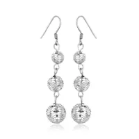 Sterling Silver Layered Textured Ball Dangling Earrings