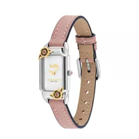 Coach - Ladies Cadie Pink Leather Strap Watch White Dial