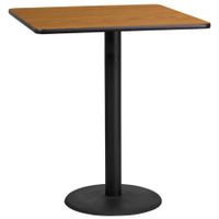 Flash Furniture 36" Square Laminate Table Top with 24" Round Bar Height Table Base, Multiple Colors