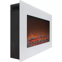 Callisto 30-In. Wall-Mount Electric Fireplace in White with Realistic Log Display