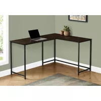Computer Desk/ Home Office/ Corner/ 58"L/ L Shape/ Work/ Laptop/ Metal/ Laminate/ Brown/ Black/ Contemporary/ Modern