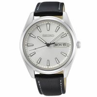 Seiko 40mm Day-Date Quartz Watch with Silver Color Dial