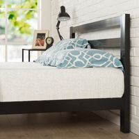 Priage 2000H Twin-size Black Steel Platform Bed Frame with Headboard - Twin