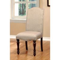 Furniture of America Korten Transitional Nailhead-Trimmed Dining Chair, Ivory, 2pk