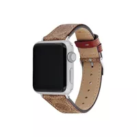 Coach - Tan Canvas Apple Watch Strap w/ ...