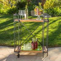 Eden Outdoor Antique Firwood and Iron Bar Cart by Christopher Knight Home - Natural Wood Bar Cart