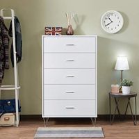 Wooden Chest with Five Drawers, White
