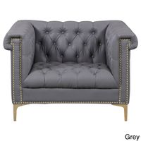 Chic Home Winston Grey Chrome/ Leather Button-tufted Lounge Chair - Grey