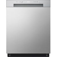 LG - 24" Front Control Built-In Stainless Steel Tub Dishwasher with SenseClean and 52 dBA - Stainless Steel Look