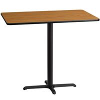 30'' x 48'' Rectangular Table Top with 23.5'' x 29.5'' Bar Height Table Base - 30"W x 48"D x 43.125"H - Natural