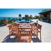 Malibu Eco-Friendly 7-piece Eucalyptus Wood Stacked-chair Outdoor Dining Set - Natural Wood Color