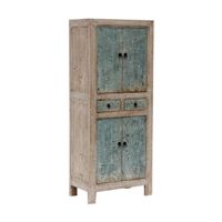Artissance Reclaimed Wood Narrow Shandong Cabinet, 67 Inch Tall, Antique Green - White