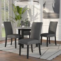 Paulina Contemporary Grey Faux Marble 5-Piece Round Dining Table Set by Furniture of America - Brushed Brown Grey