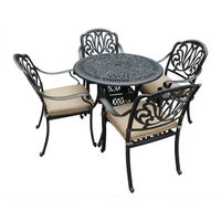 Clihome Outdoor 5 Pieces Cast Aluminum Patio Dining Set With Cushion - Bronze