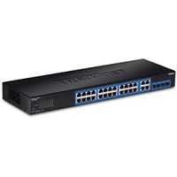 TRENDnet 28-Port Gigabit Web Smart Switch, 24 x Gigabit Ports, 4 x Shared Gigabit Ports (RJ-45/SFP), VLAN, QoS, LACP, IPv6, 56Gbps Switching Capacity, TEG-284WS