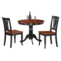 3-Piece Kitchen Nook Dining Set-Small Kitchen Table and 2 Kitchen Chairs - Black and Cherry
