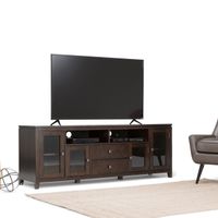 WYNDENHALL Essex Solid Wood 72 inch Wide Contemporary TV Media Stand in Coffee Brown  For TVs up to 80 inches - 72 Inch in width - Mahogany Brown
