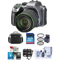 Pentax - K-70 24MP Full HD DLR Camera with SMCP-DA 18-135mm f/3.5-5.6 ED AL DC WR Lens - Silver - Bundled With 16GB SDHC Card, Camera Bag, 62mm Filter Kit, Cleaning Kit, Memory Wallet, and Software Package