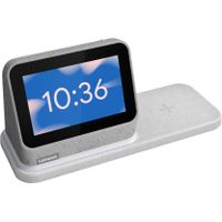 Lenovo - Smart Clock (2nd Gen) 4" Smart Display with Google Assistant and Wireless Charging Dock - Heather Grey