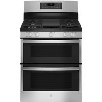GE - 6.8 Cu. Ft. Freestanding Double-Oven Gas Convection Range with Self-Cleaning - Stainless steel