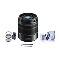 Panasonic Lumix G Vario 45-150mm f/4.0-5.6 ASPH Lens for G Series Cameras, Matte Black - Bundle With Filter Kit, Capleash II, Cleaning Kit