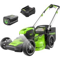 Greenworks 80V 21" Brushless Cordless (Self-Propelled) Lawn Mower (LED Headlight + Aluminum Handles), 4.0Ah Battery and Rapid Charger Included (75+ Compatible Tools)