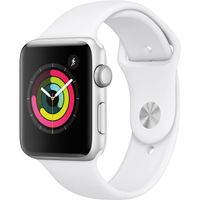 Apple Watch Series 3, GPS, 42mm, Silver Aluminum Case, White Sport Band