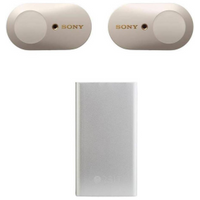 Sony WF-1000XM3 True Wireless Noise Canceling In-Ear Earphones Silver, Bundle with Power Bank