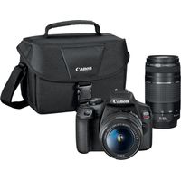 Canon - EOS Rebel T7 DSLR Video Two Lens Kit with EF-S 18-55mm and EF 75-300mm Lenses