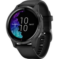 Garmin Venu GPS Smartwatch, Slate Stainless Steel Bezel with Black Case and Silicone Band