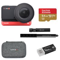 Insta360 ONE R 1-Inch Edition - Bundle With 64GB MicroSDHC Card, Insta360 Bullet Time Handle, One R Carry Case, Card Reader