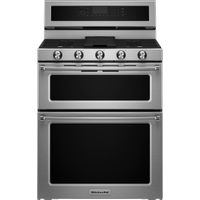 KitchenAid - 6.0 Cu. Ft. Self-Cleaning Free-Standing Double Oven Gas Convection Range - Stainless steel