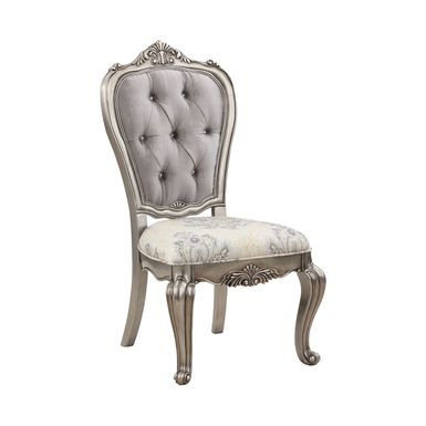 ACME Ariadne Arm Chair (Set-2), Velvet & Antique Platinum Finish