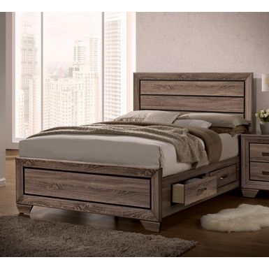 Kauffman Eastern King Storage Bed Washed Taupe