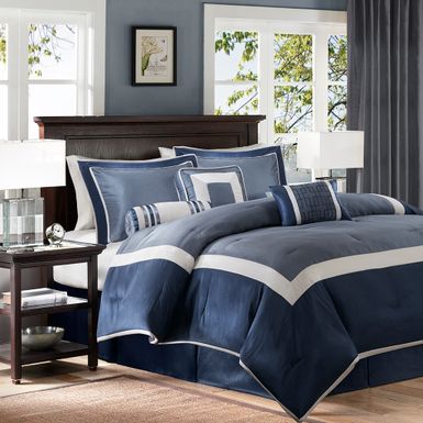 Navy Genevieve 7 Piece Comforter Set Cal King