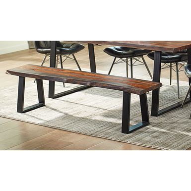 Ditman Live Edge Dining Bench Grey Sheesham and Black