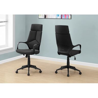 Office Chair/ Adjustable Height/ Swivel/ Ergonomic/ Armrests/ Computer Desk/ Work/ Metal/ Fabric/ Black/ Contemporary/ Modern