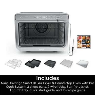 Ninja - Prestige Smart XL Air Fryer & Countertop Oven + Pro Cook - Stainless Steel