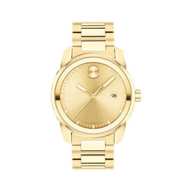 Movado  - Mens BOLD Verso Gold-Tone Stainless Steel Watch Gold Dial