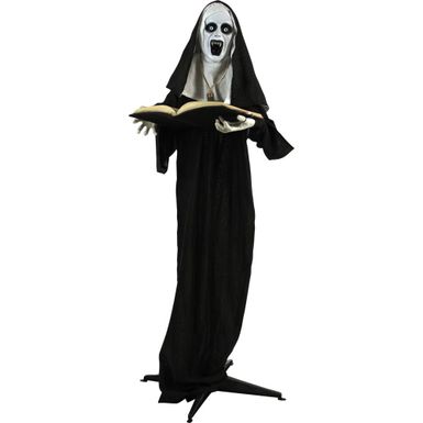 Life-Size Witch Nun Prop with Lights and Sound, Indoor/Covered Outdoor Halloween Decoration