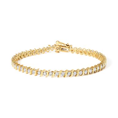 2Micron 10KT Yellow Gold Plated Sterling Silver Diamond S-Link Bracelet (2 cttw, J-K Color, I2-I3 Clarity)