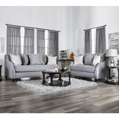 Transitional Fabric 2-Piece Sofa Set in Gray